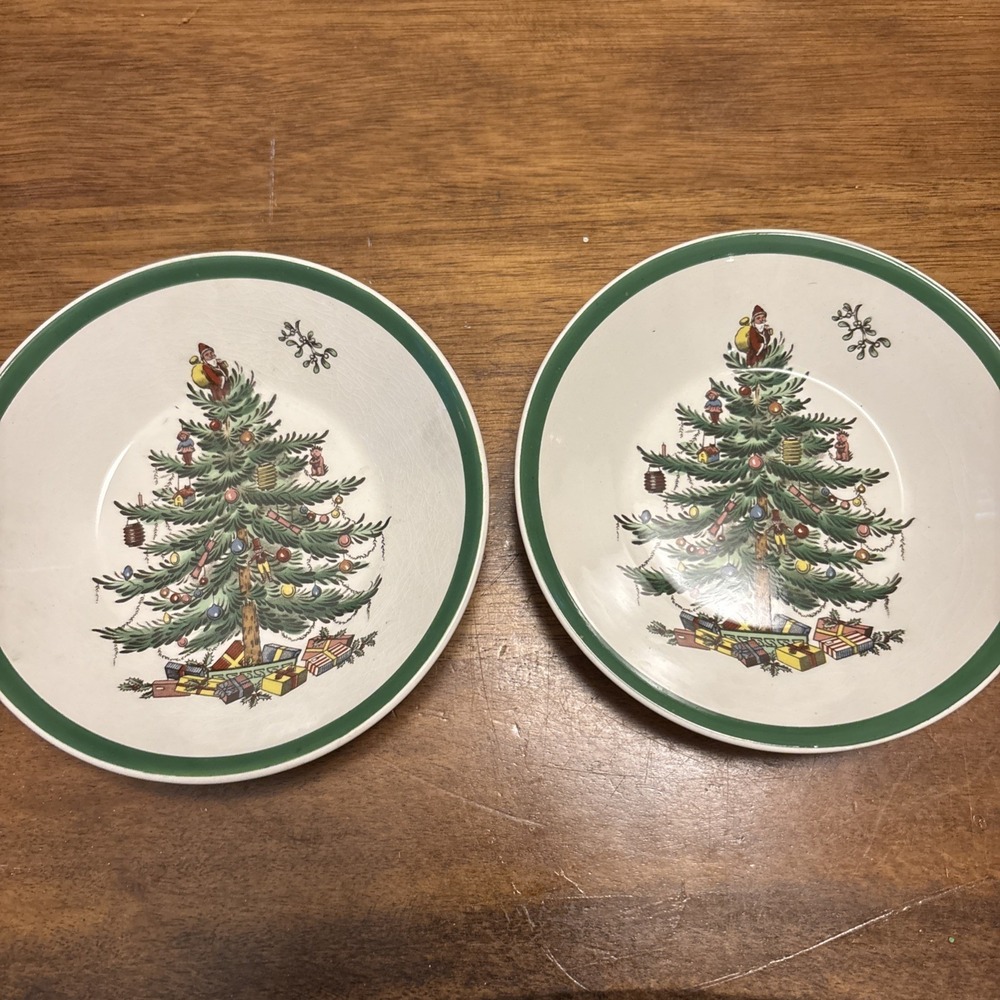 Vintage Copeland Spode England S3324 CHRISTMAS TREE 5.15" D Bowl -‎ Set Of 2
